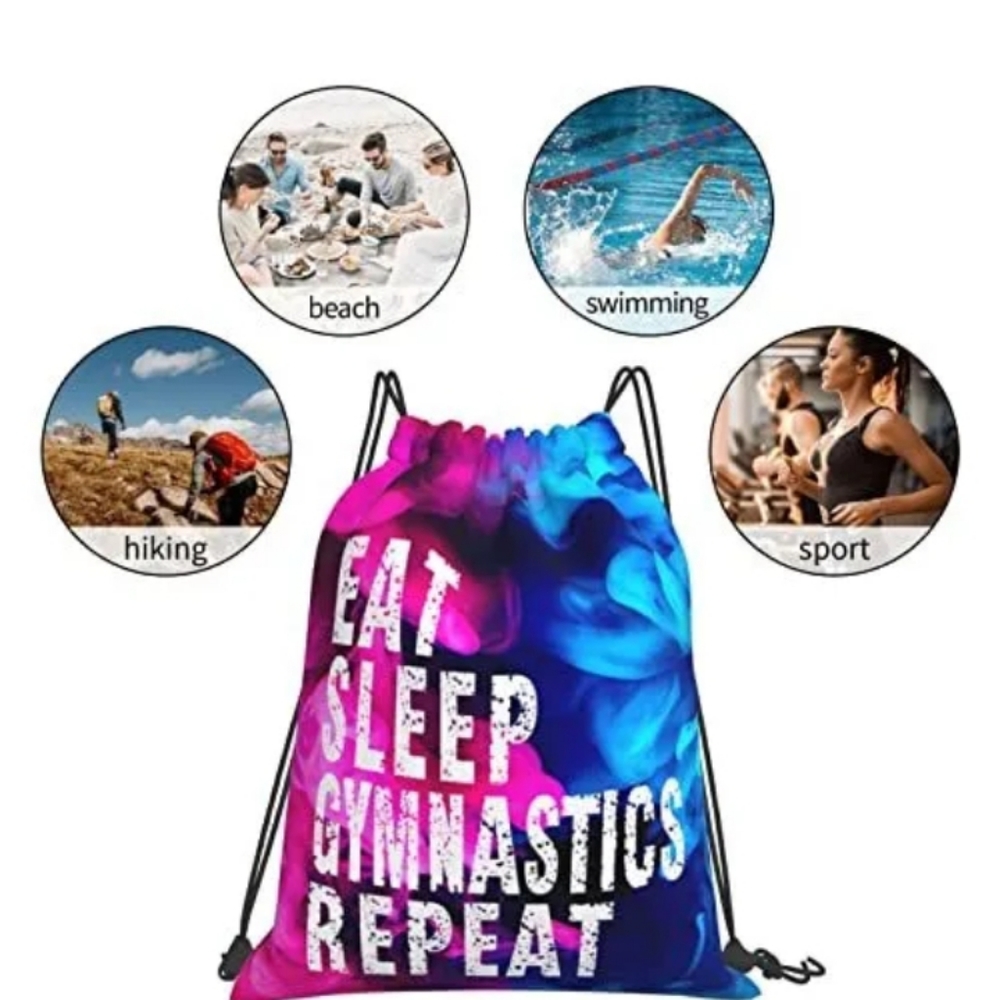 Eat Sleep Gymnastic Repeat Drawstring Backpack Fa… - image 4